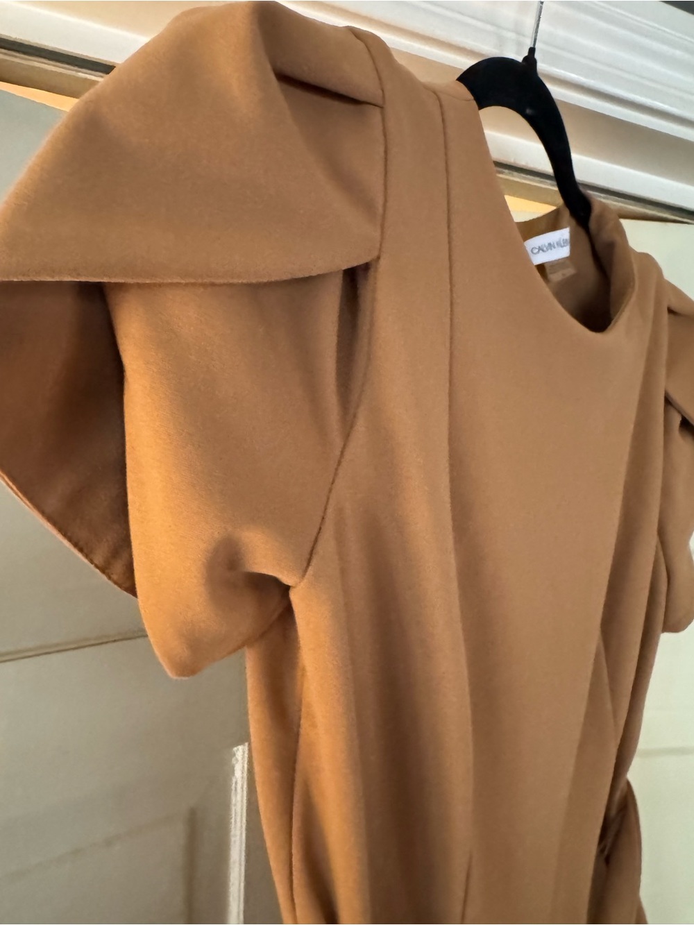 Calvin Klein Camel Brown Tie-Waist Cropped Jumpsuit - Picture 4 of 9